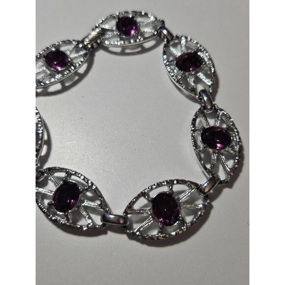 **Final Sale** Sarah Coventry silver tone and purple bracelet - Picture 9 of 12